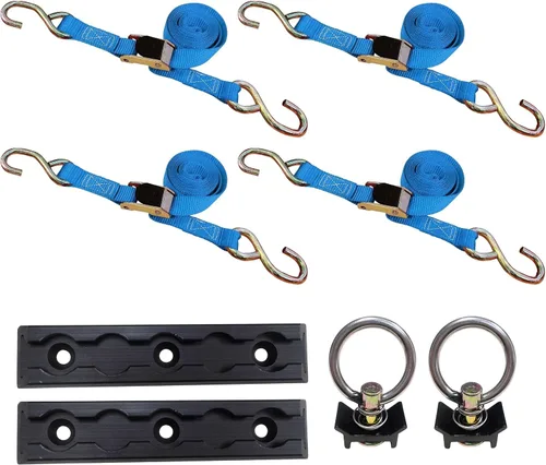 Miniatura 21 de Mega Cargo Control - Hebilla de leva resistente de 1" x 6' con ganchos S recubiertos de negro - WLL 400 lbs. Paquete de 4