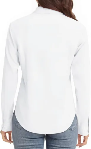 Miniatura 6 de Lunira - Camisas de manga larga con botones para mujer, prendas de vestir formales de trabajo, tops clásicos de oficina para mujer