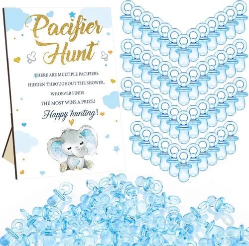 Miniatura 12 de Thyle Juego de 51 piezas de chupete de caza para baby shower, incluye signo de caza y 50 chupetes acrílicos para decoración de juegos de baby Rosa