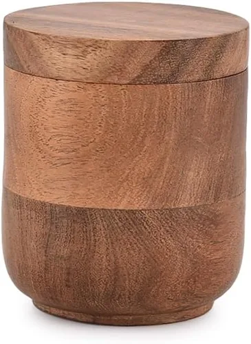 Miniatura 4 de NIRMAN Joyeros de madera de acacia, cajas de joyería para anillos de boda para aniversario, compromiso, boda, Navidad (3 x 3 x 3.5 pulgadas)