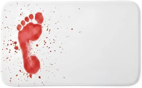 Miniatura 2 de The Murder Mat Alfombra de baño de terror que cambia de color, huellas rojas aparecen cuando se mojan y desaparecen a medida que se seca, alfombra