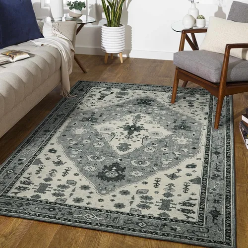Miniatura 89 de Lahome Alfombra tribal bohemia de 2 x 3 pies, alfombra verde pequeña para entrada, suave, antideslizante, lavable, alfombra de baño bohemia de pelo