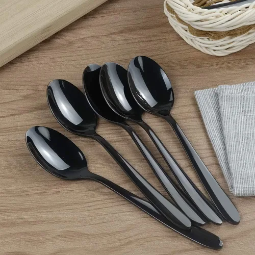 Miniatura 6 de Vababa 16 cucharas de postre de acero inoxidable, 6.6 pulgadas, color negro