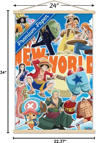 Miniatura 7 de Trends International One Piece - Póster de pared New World, 22.37 x 34.00 pulgadas, paquete de impresión premium y colgador de madera de haya