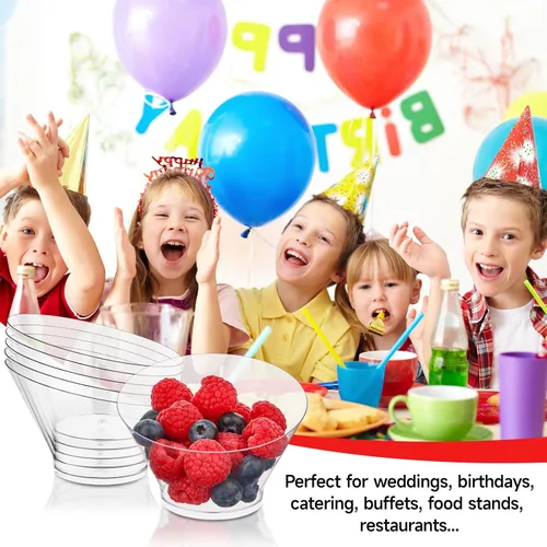 Miniatura 6 de Paquete de 20 cuencos de plástico en ángulo de 6 onzas, cuencos pequeños para dulces, cuencos desechables para postres, aperitivos, frutas, helados