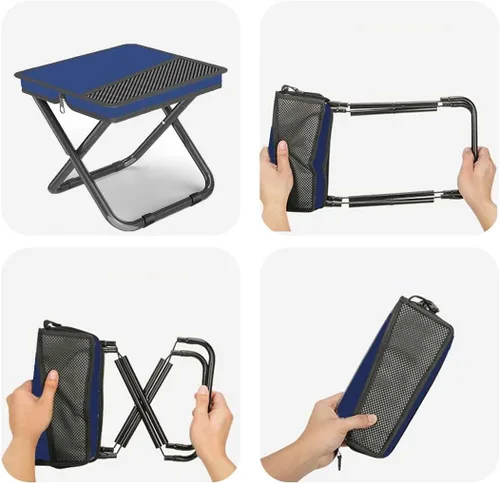 Miniatura 12 de Taburete de camping plegable 2 en 1 y bolsa tipo cabestrillo, capacidad de carga de 220 libras, taburete de pesca portátil plegable para campamento