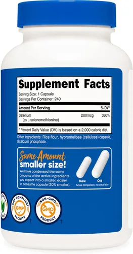 Miniatura 4 de Nutricost Selenio 200mcg, 240 cápsulas vegetales (2 botellas) - Sin OMG, sin gluten, L-selenometionina