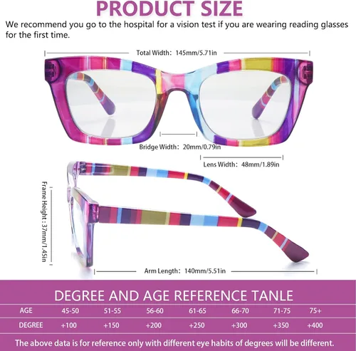 Miniatura 6 de SIGVAN - Paquete de 6 gafas de lectura estilo Oprah con bloqueo de luz azul, montura cuadrada, bisagra de resorte para computadora para mujeres y 6