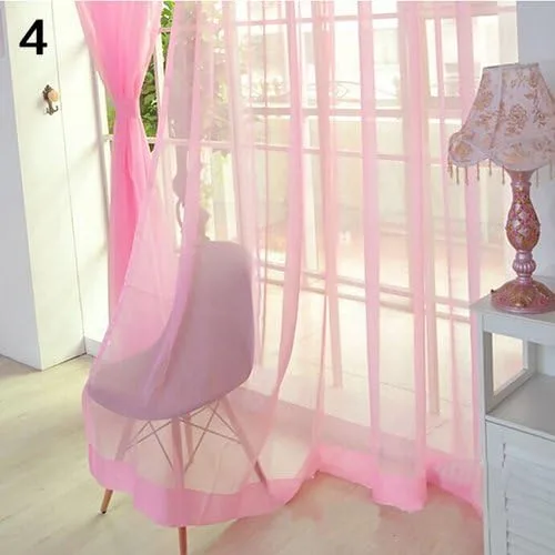 Miniatura 14 de Cenefas de Gauzy ligeras Cortina de ventana de puerta Cortina Sheer Home Wedding Decor - Negro