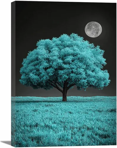 Miniatura 19 de VOCBAN Tree of Life Wall Art The Picture Artwork Canvas Prints Tree Pictures Poster Retro Artwork for Bedroom Living Room Home Decoration(blue blue