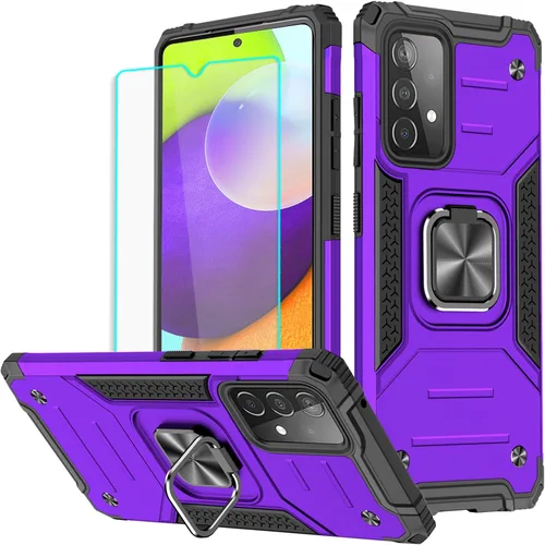 Miniatura 7 de HNHYGETE Funda para Samsung A52, Galaxy A52 5G, con protector de pantalla HD, a prueba de golpes, resistente a los golpes, con anillo de rotación