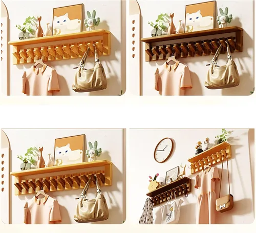 Miniatura 4 de Percheros para colgar en la pared, ganchos para llaves de piano, colgador de madera maciza natural, tela no tejida, perchas para armario, cocina