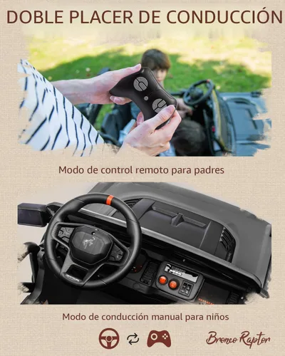 Miniatura 5 de First Ride On - Ford Bronco Raptor - Vehículo infantil eléctrico para niños grandes de 2 puestos, con licencia y control remoto, de 24 V, velocidad