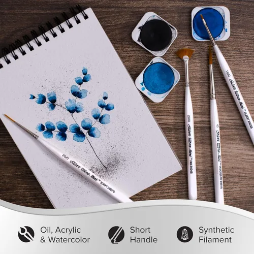 Miniatura 4 de Silver Brush Limited UMS-2412S Ultra Mini Explorer - Juego variado de pinceles para acuarela, gouache, tintas, tintas, acrílicos y pinturas de Set