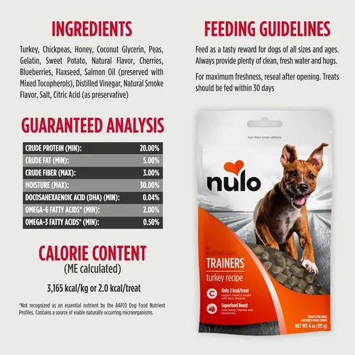 Miniatura 6 de Nulo Trainers - Golosinas de entrenamiento saludables para perros y cachorros, sin granos, sin granos, bajas en calorías, bolsa de 4 onzas, paquete