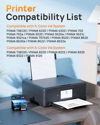 Miniatura 2 de Paquete de 4 cartuchos de repuesto de tinta 280 PGBK 280 XXL para Canon 280 PGBK PGI-280XXL PGI 280 XXL compatible con PIXMA TR8620a TR8622a TR8600