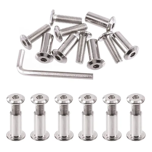 Miniatura 16 de Swpeet Kit Surtido de 25 Piezas de Tornillos de Encuadernación Plateados Chapados en Níquel M6x16mm con Cabeza Hexagonal de Casquillo, Pernos