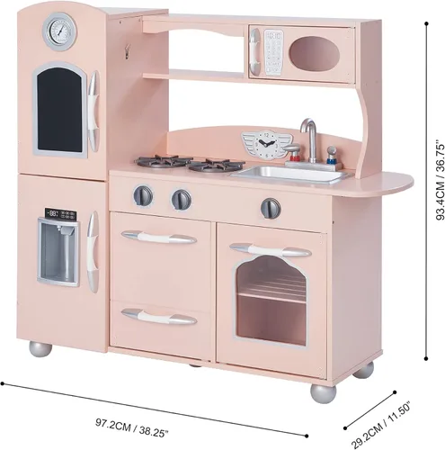 Miniatura 5 de Teamson Kids Little Chef Westchester Retro - Juego de cocina de madera para niños, para niños pequeños, niños y niñas, color rosa