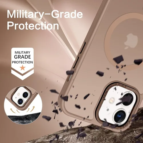 Miniatura 4 de BENTOBEN Funda magnética para iPhone 12, iPhone 12 Pro [compatible con Magsafe] translúcida mate, delgada, delgada, a prueba de golpes, para Marrón