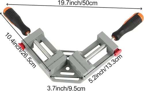 Miniatura 2 de HOIGON Paquete de 2 abrazaderas de esquina de doble mango, abrazadera de esquina de ángulo recto de 90 grados con mandíbula oscilante ajustable