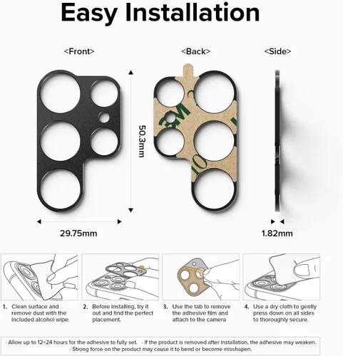 Miniatura 8 de Ringke Estilo de cámara compatible con Samsung Galaxy S22 Ultra 5G Protector de lente de cámara, marco de aluminio, adhesivo protector resistente