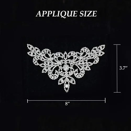 Miniatura 5 de Jerler Apliques de diamantes de imitación, elegante cinturón de diamantes de imitación de cristal plateado para coser en vestido de novia cinturón