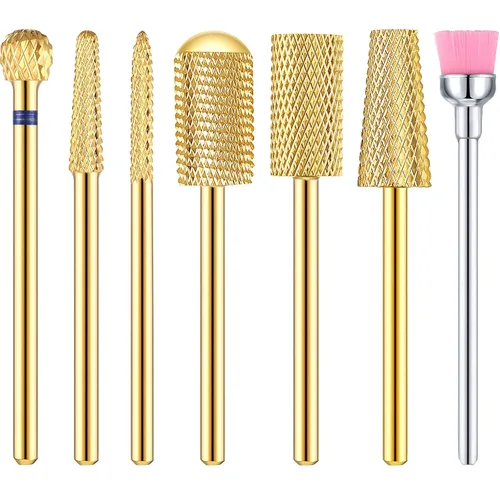 Hestya Juego de 7 brocas de carburo de tungsteno para uñas, lima eléctrica de 3/32 pulgadas, manicura de diamante, pedicura, removedor de cutículas,