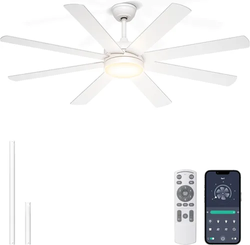 Miniatura 10 de Ventiladores de techo de 60 pulgadas con luces – Moderno ventilador de techo negro con control remoto/aplicación, regulable, silencioso ventilador