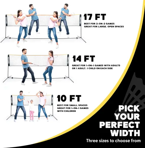 Miniatura 5 de Boulder Portable Badminton Pickleball Net - Foldable/Extendable Poles for Multiple Sports Heights (UP to 5 ft) - Ideal for Tennis, Pickleball, Negro