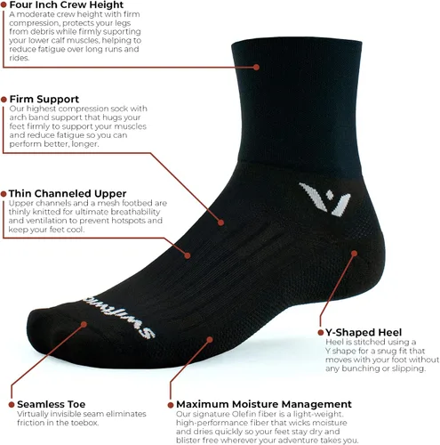 Miniatura 3 de Swiftwick ASPIRE FOUR Trail Running - Calcetines de ciclismo para correr, ajuste firme de compresión