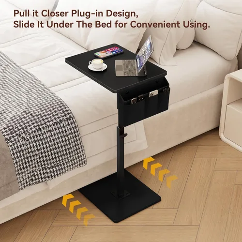 Miniatura 6 de Vagusicc - Mesa con bandeja para apoyabrazos de sofá, mesa giratoria de 360° con altura ajustable para TV, mesa auxiliar para espacios pequeños