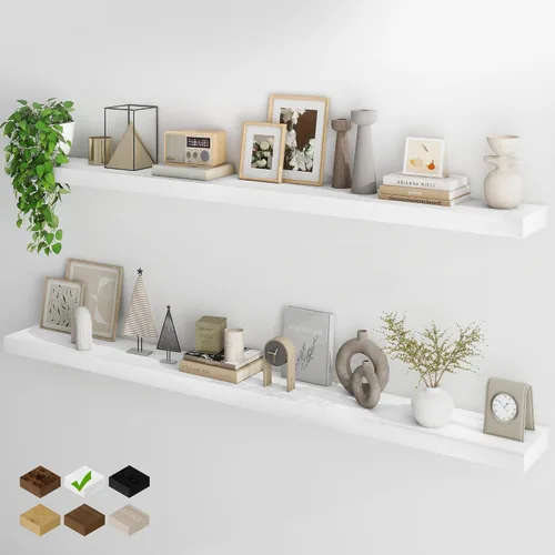 Miniatura 75 de Fun Memories Estantes flotantes para pared, estantes flotantes de 48 pulgadas de largo, juego de 1, estante colgante con soportes invisibles