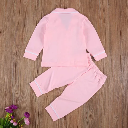 Miniatura 98 de Conjunto de pijama de manga larga con botones para niña pequeña, conjunto de ropa de dormir