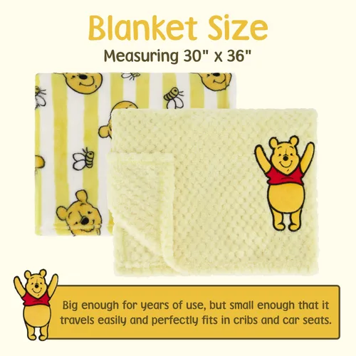 Miniatura 11 de Disney Paquete de 2 mantas de bebé para bebés y recién nacidos, manta de forro polar texturizado de felpa Winnie The Pooh, regalo unisex perfecto