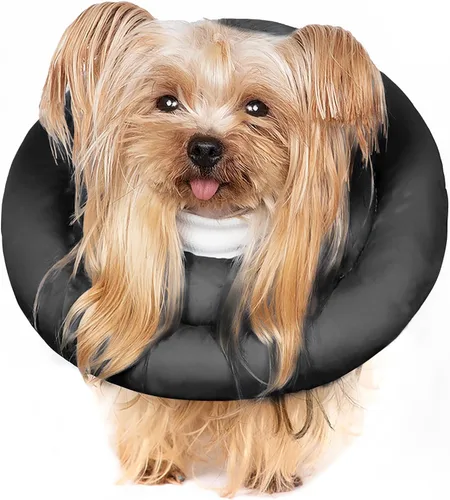 Miniatura 17 de Cómodo y ajustable cono de perro suave alternativo después de la cirugía – Collar isabelino de dona para gatos, perros medianos y perros pequeños