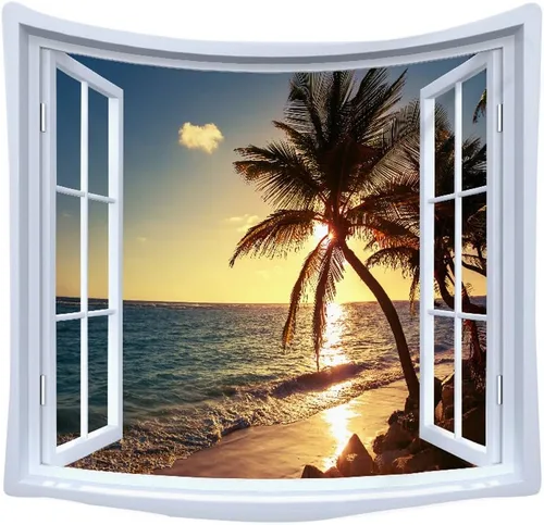 Miniatura 7 de WANLIAN Tapiz de pared de paisajes, tapiz de bosque natural, tapiz de montaña, para decoración de interiores y exteriores, tamaño grande, 59