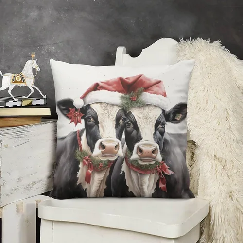 Miniatura 14 de Funda de cojín decorativa para sofá de 22 x 22 pulgadas, diseño de villancicos de Navidad, para sala de estar feliz invierno, para sofá Patrón 4