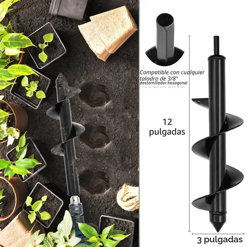 Miniatura 2 de TCBWFY Paquete de 4 brocas en espiral para jardín de 1.6 x 9 pulgadas, 1.6 x 16.5 pulgadas, 3 x 16.5 pulgadas, 3 x 12 pulgadas, acero resistente