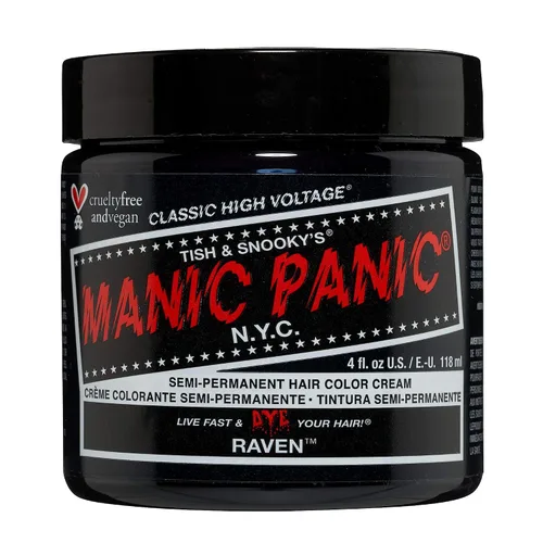 MANIC PANIC Classic Raven Color de Cabello Semipermanente - Tinte negro de tono frío para mujeres y hombres que dura de 4 a 6 semanas - Vegano, sin