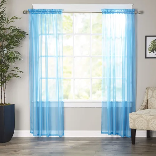 Miniatura 27 de Elegant Comfort - Cortinas transparentes de lujo con bolsillo para barra para cocina, dormitorio y sala de estar, Microfibra, Beige