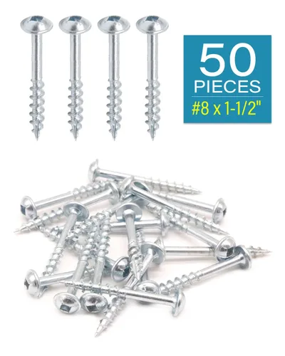 Miniatura 2 de IMSCREWS Tornillos de agujero de bolsillo #8 de 1-1/2 pulgadas, 50 unidades, tornillos de madera de cabeza cuadrada de arandela, rosca gruesa