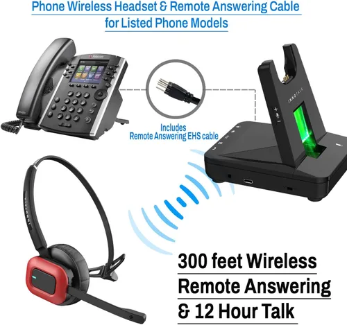 Miniatura 2 de INNOTALK Auriculares inalámbricos DECT de respuesta remota para teléfonos de la serie Poly Polycom Edge - Incluye cable remoto EHS para E100