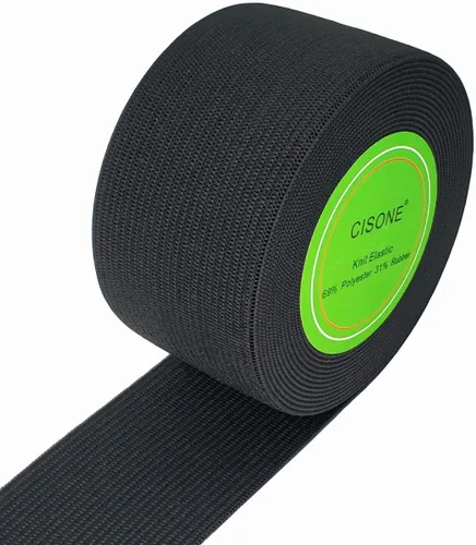 Tejido elástico de 1.5 pulgadas de ancho, color negro, elástico de alta elasticidad, banda elástica de punto de 5 yardas