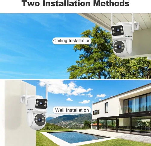 Miniatura 6 de GENBOLT PTZ Cámara de seguridad WiFi para exteriores con doble lente, vigilancia CCTV con doble vista, almacenamiento en la nube actualizado