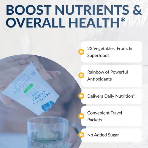 Miniatura 5 de Equilife Suplemento diario de frutas y verduras, 22 frutas, verduras y superalimentos para apoyar la energía y la salud general, fibra, sin azúcar