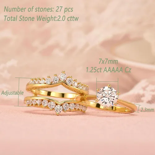 Miniatura 6 de Wuziwen Anillo de boda vintage, anillos de compromiso para mujer, plata de ley, talla 5-12