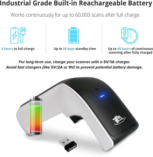 Miniatura 8 de ScanAvenger Escáner de Código de Barras Bluetooth Inalámbrico Portátil 1D&2D con Soporte Bluetooth: Escáner de Mano 3-en-1, Inalámbrico, Pistola