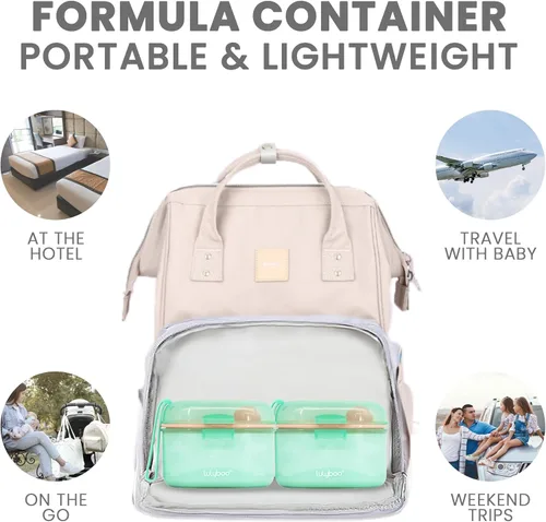 Miniatura 8 de Lulyboo Baby Formula - Contenedor de leche en polvo para bebé, apto para viajes, almacenamiento hermético con cuchara y cuchara-tenedor, compacto