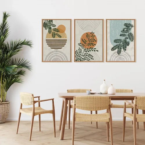 Miniatura 5 de FWIEXA Juego de Arte de Lienzo Bohemio Enmarcado para Pared, Cuadros Botánicos Verde Salvia Decoración de Pared, Impresiones de Arte de Plantas