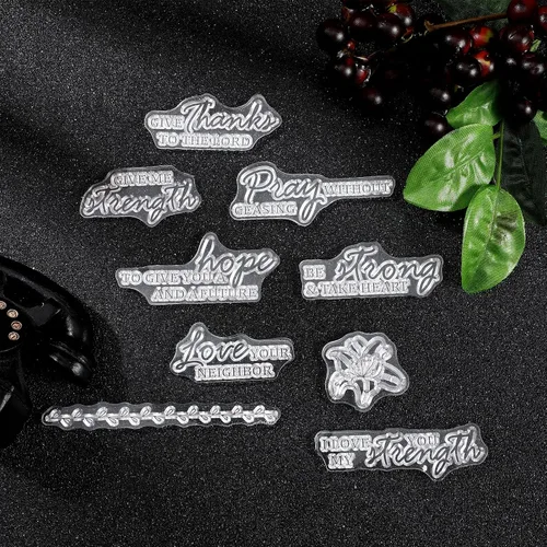 Miniatura 6 de Juego de 2 hojas de sellos transparentes para el día del padre cristiano, versículo bíblico, simpatía, sentimiento, álbum de recortes, escritura